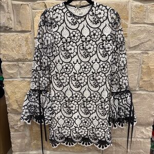 Alexis Elegant Black and White Lace Dress size S